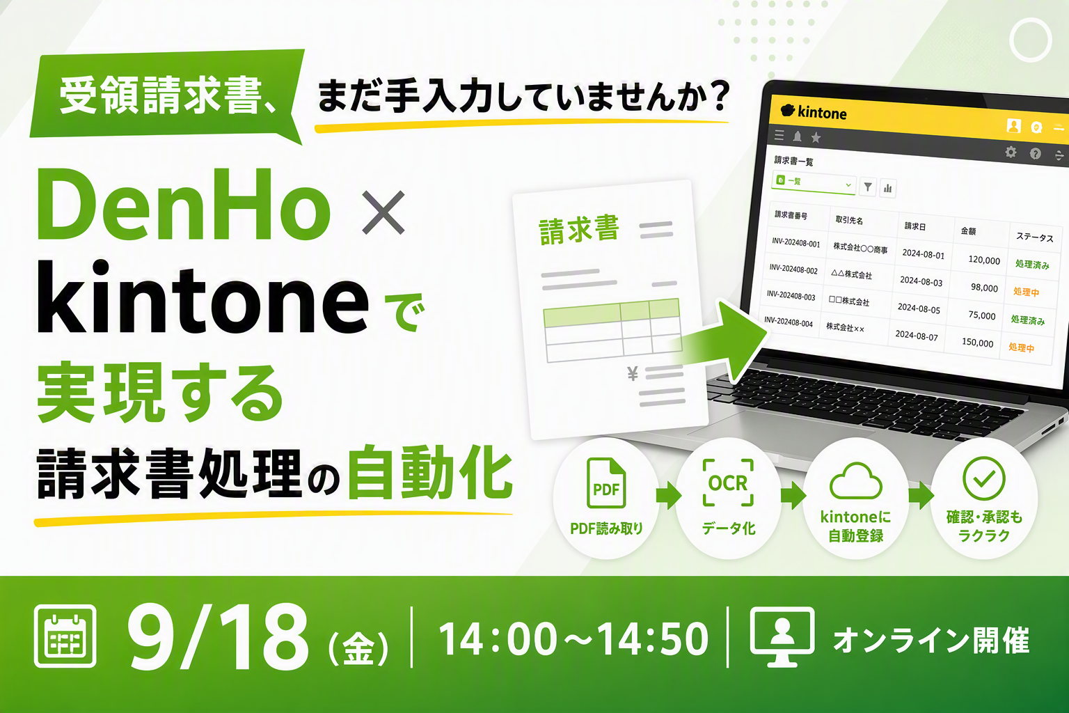 DenHo × kintoneで実現する請求書処理の自動化